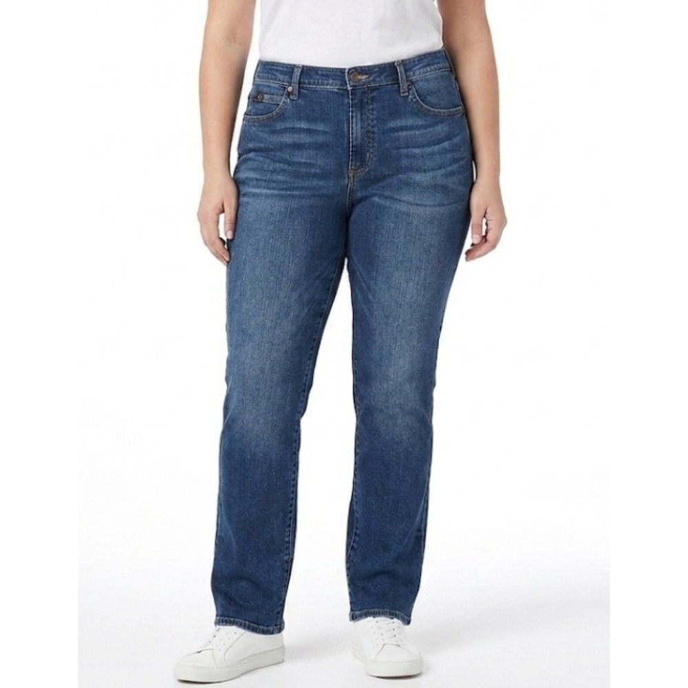 Lee Relaxed Straight Leg Jeans Womens 16 Blue Medium Wash Denim Mid Rise Classic